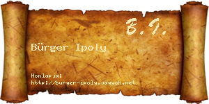Bürger Ipoly névjegykártya
